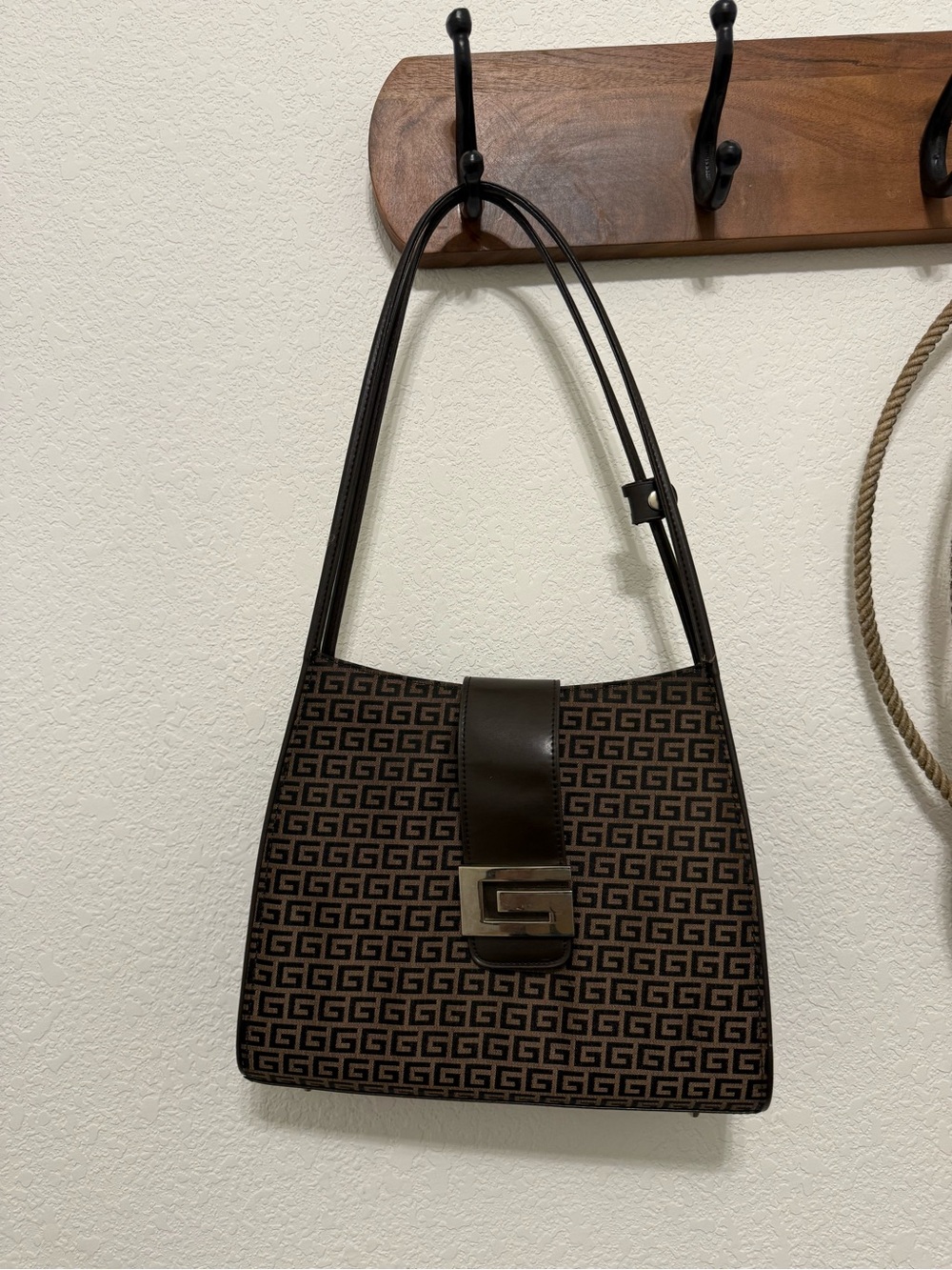 Vintage Y2K GUESS Monogram Jacquard Shoulder Bag
